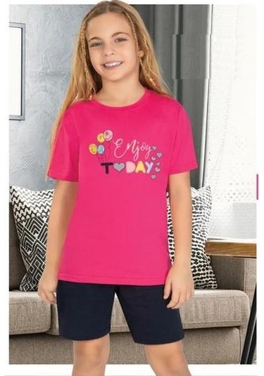 Enjoy Kısa Kollu Kız Çocuk Pijama Takım Fuşya