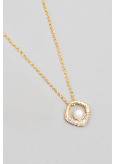 So Chic İnci Zarafeti 18 Ayar Sarı Altın Kaplama Gümüş Seti Sarı