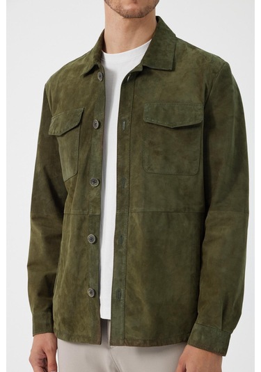 Fiorenzo Yeşil Nubuk Deri Gömlek Yeşil