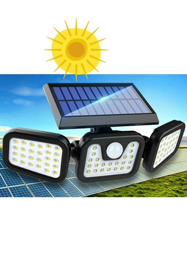 Greentech Güneş Enerjili Hareket Sensörlü 3 Taraflı Led Aydınlatma / GT-SL07