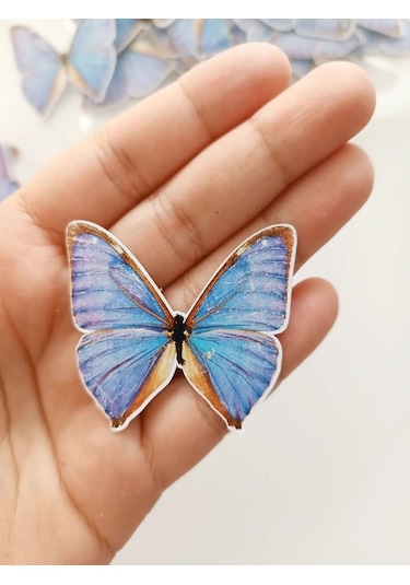 Kelebek Buketi İçin Parlak Kalın 220gr Fotoğraf Kağıdı Mavi