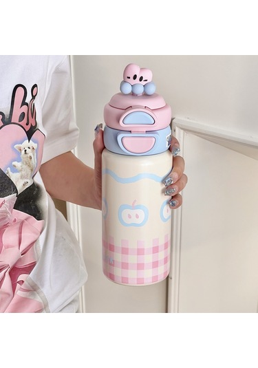 550ml Çift Katmanlı Kapak 316 Paslanmaz Çelik Termos Kabı Pembe