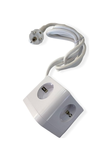 Cata CT-3002 Rubik 3'lü Akım Korumalı 4xUsb Girişli Grup Priz Beyaz