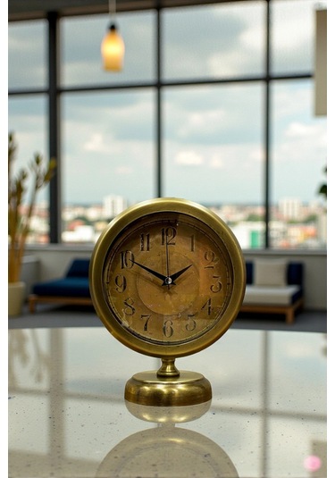 Retro Eskitme 25 X 20 Cm Metal Şık Masa Saati Çok Renkli