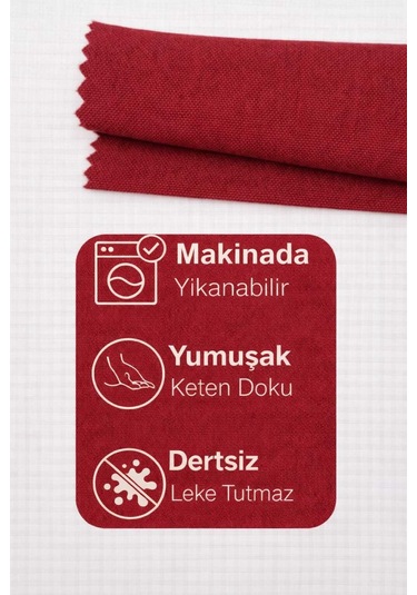 Perdeyap1980 Kadife Dokulu Bordo Renk Masa Örtüsü Bordo