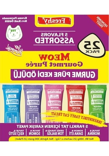 5 Çeşit Gurme Püre Kedi Ödül Maması, 25'li Paket