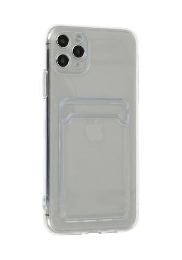 Apple Uyumlu,  iPhone 11 Pro Max Kılıf Kart Şeffaf Silikon - Şeffaf Düz Renkli