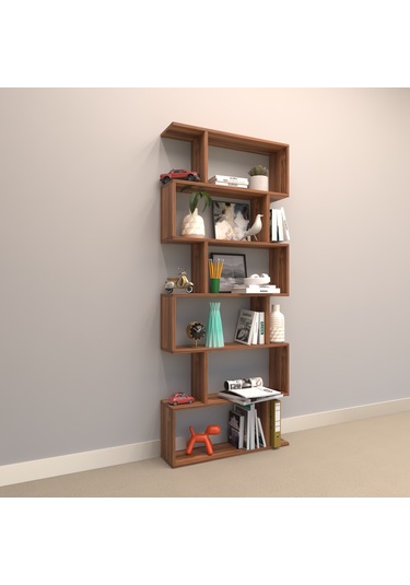 Rafkestir Salem Suntalam Kitaplık ( 80 X 192 Cm ) Hareli Ceviz (Mat)