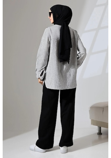 Kadın Siyah Mevsimlik Penye Alt Üst Spor Ve Rahat Ikili Tunik Pantolon Şık Tesettür Takım Siyah