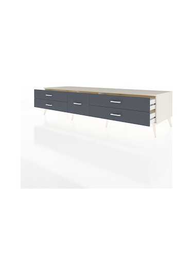 Kronos Tv Ünitesi 5 Çekmeceli 220x59x51 Aytaşı-aytaşı/antrasit Aytası/antrasıt - Aytası