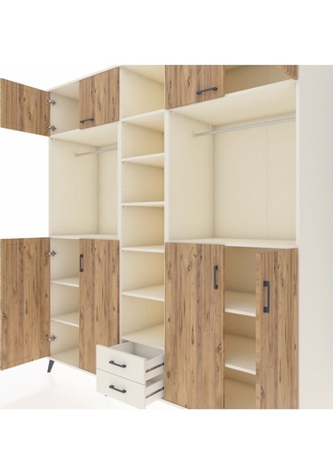 Kronos Dolap 14 Raflı 2 Çekmeceli 2 Askılı 220x59x243 Aytaşı-çam/aytaşı Atlas Çam/aytası