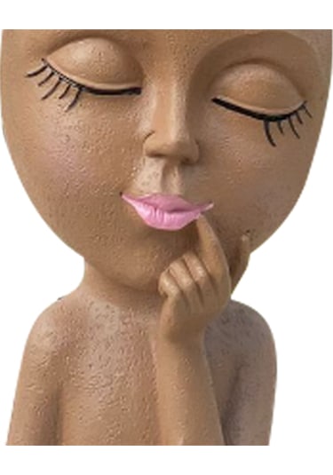 Sevimli Baş Saksı/yüz Saksı, İç Mekan Bitkileri İçin, Kız Yüz Saksı Sevimli Bayan Baş Saksı, Kahverengi