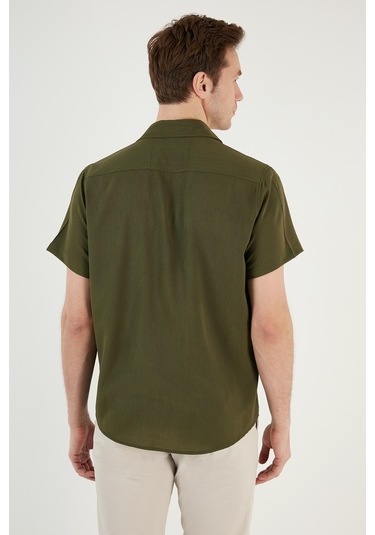 Buratti Pamuk Karışımlı Kısa Kollu Regular Fit Erkek Gömlek Cf23S113139 Haki
