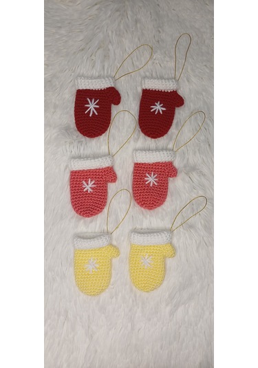 Yılbaşı Ağacı Süsü Eldiven 6 Adet - El Örgüsü 0