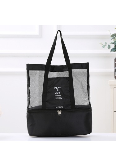 Açık Saklama Çantası, Taşınabilir Omuz Çift Kullanımlı Piknik Çantası Buz Çantası Siyah