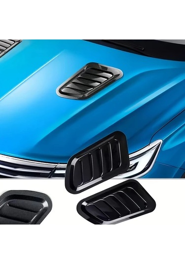 Hightower 2 Adet Evrensel Karbon Fiber Kaput Havalandırma Izgarası Siyah Oto Dekorasyon