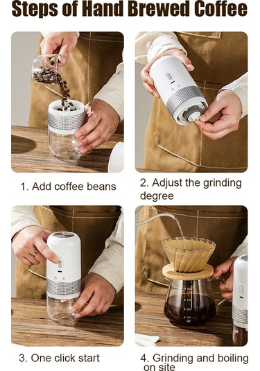 Leezsing Taşınabilir Usb Şarjlı Piknik İçin Mini Kahve Değirmeni - Seramik Çekirdekli, 304 Paslanmaz Çelik, Dahili Pil Siyah