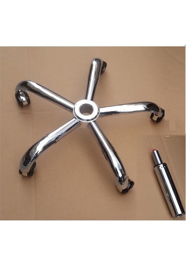 Kromaj Metal Yıldız Ayak Tekerlekli Amortisörlü Ofis Büro Çalışma