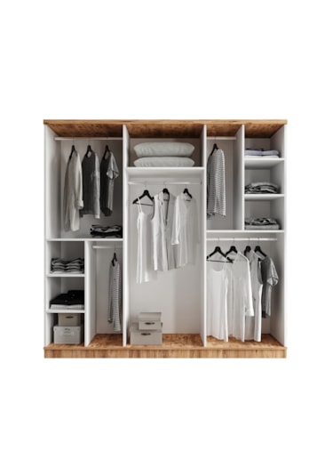Rosa 6 Kapaklı Komple Mdf Gardırop - Elbise Dolabı