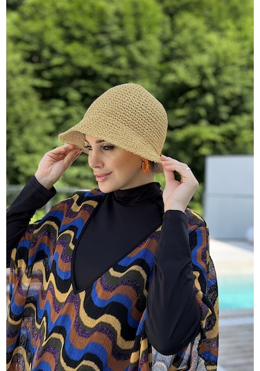 El Örgü Hasır Şapka Rş-83 Camel Camel