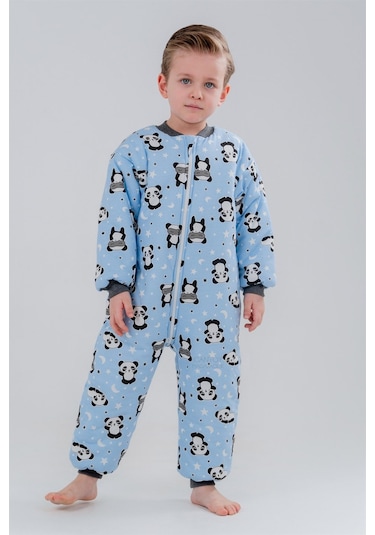 Kız Erkek Çocuk Kalın Elyaf Dolgulu 2.5 Tog Desenli Uyku Tulumu-mavi Mavi