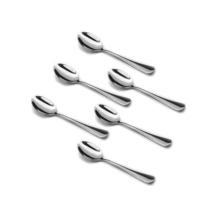 Fortunelane 6 Adet 12 Cm Gıda Kalitesi Paslanmaz Çelik Küçük Kaşık, Gümüş Cila, Türk Kahvesi Ve Tatlılar İçin Uygun Gümüş
