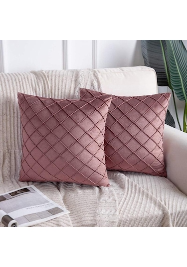 Pembe Yenı Kadife Kareli Yastık Kılıfı 40cm/45cm/50cm/55cm/60cm 40 40 Cm