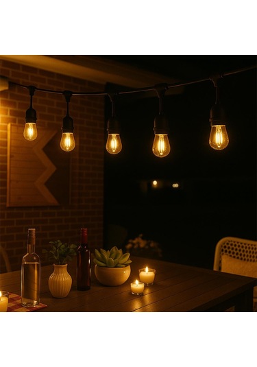 Ayt Ledx Kb00001 5 Li E27 Duy Sıralı 5 Metre Lamba Kablosu 5 Adet Duy İçerir Açık Hava Düğün Eğlence Alanı Aydınlatma