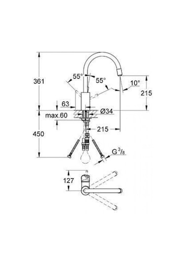 Grohe Concetto Tek Kumandalı Spiralli Eviye Bataryası 32663003