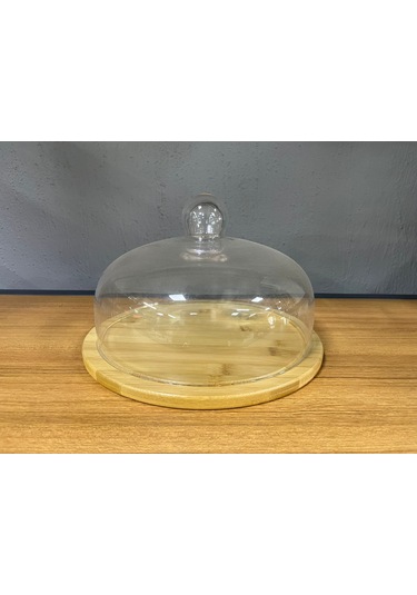 Aless Glass El Yapımı Cam Kapaklı Bambu Tabanlı Sunumluk