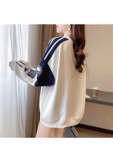 Novahub Yeşil Gevşek Dikiş Hoodie Kadın Yuvarlak Boyun Kadın Hoodies & Sweatshirt Sonbahar Kış Üstü Yeşil