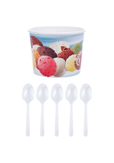 Roll-up Karton Dondurma Kasesi Ve Kaşık Set