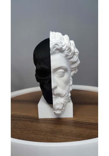 Memento Mori-öleceğini Hatırla Dekoratif Hediyelik Biblo 17 Cm Plastik Siyah Beyaz