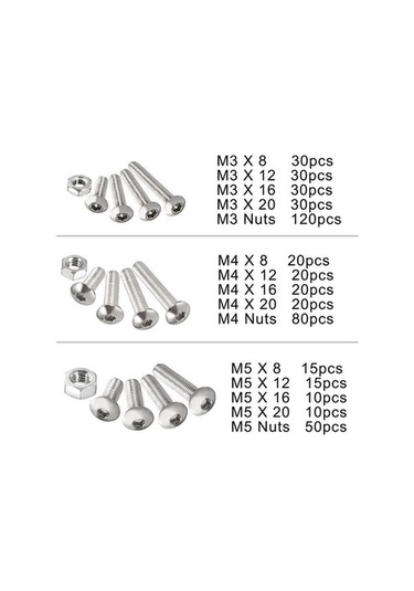 Trendooze Vida Uygulamalı Somun Seti Set Renk, Paslanmaz Parça M3/m4/m5 Kutulu Kolay Gümüş Düzenleyici Depolama, Çelik Boyutlarında 500 304 & - Fi