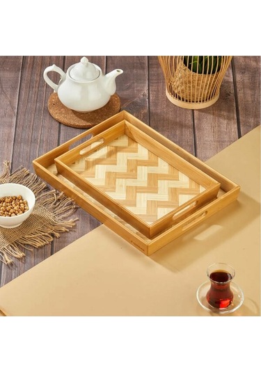 Akıllıelma-cooker Tepsi Bambu Dikdörtgen 2 Li Ckr3465 Ahşap