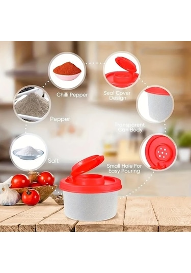 Trendooze Kamp Barbekü 6 Parça Nem Geçirmez Siyah Baharatlık Seti Kırmızı Kapaklı Gaojunshop01 Siyah