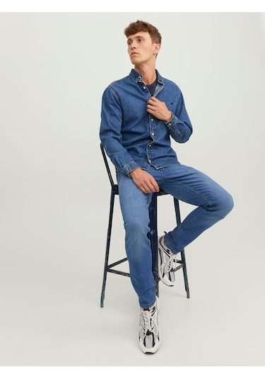 Jack&jones Slim Fit Dar Paça Mavi Erkek Kot Pantolon 12243592 001