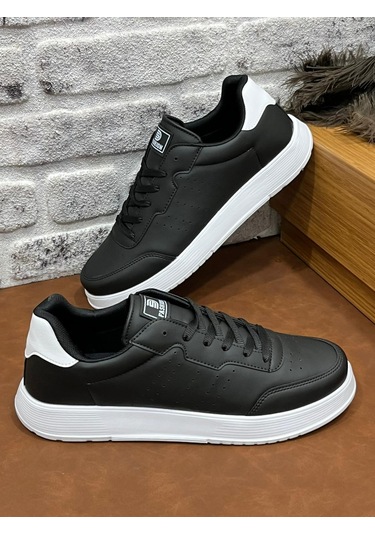 Ortopedik Büyük Numara Rahat Hafif Yumuşak Dark Step Erkek Spor Ayakkabı Siyah Beyaz