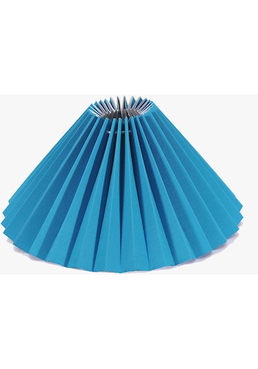 El Yapımı Asya Tarzı Pileli Başlıklı Ahşap Abajur Mavi