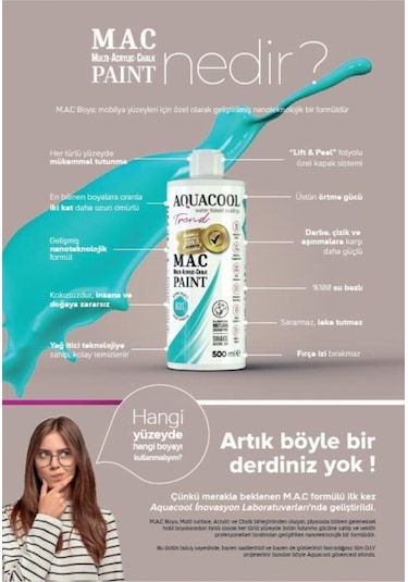 Aquacool Trend Su Bazlı Akrilik Dönüşüm Boyası Ral 7031 Mavi Gri 500 ML