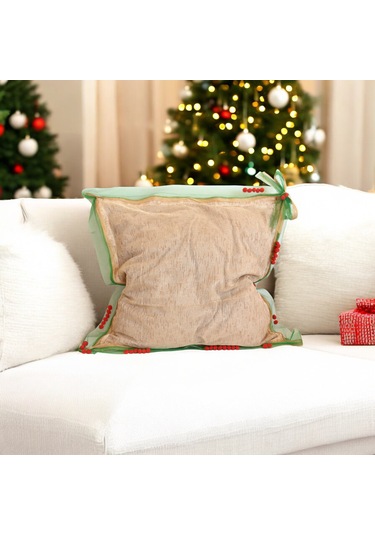 Ponponlu Bağlamalı Kırlent Kılıfı