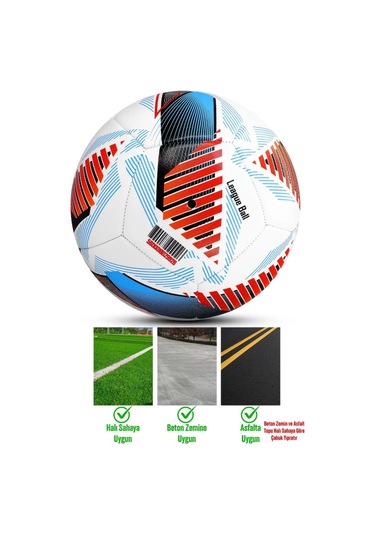 League Ball Pompa Hediyeli No:5 Futbol Topu Halı Saha Sert Zemine Uygun Dayanıklı Pvc Çok Renkli