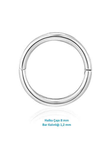 8 Mm Silver Cerrahi Çelik Düz Halka Tragus Piercing Helix Kıkırda Renkli