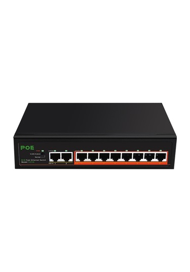 Jzcat 8 Port 100 MBPS Poe + 2 Port 100 MBPS Yönetilmeyen Anahtar Poe Switch Hub