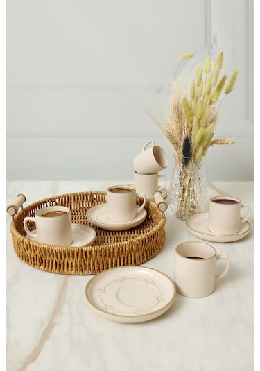Taupe Bloom Nordic Kahve Takımı 12 Parça 6 Kişilik 22520-28