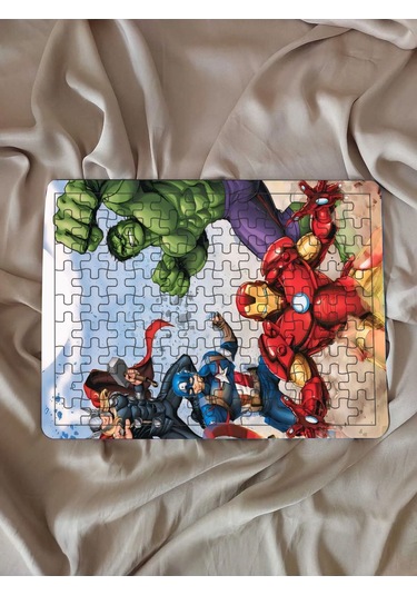 Çocuk Puzzle Ahşap Marvel Süper Kahramanları 3 108 Parça Mobilya