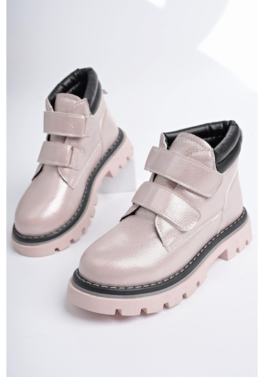 Muggo Gadget Garantili Çocuk Unisex Rahat Kalıp Soğuğa Dayanıklı Cırtlı Bot Pudra