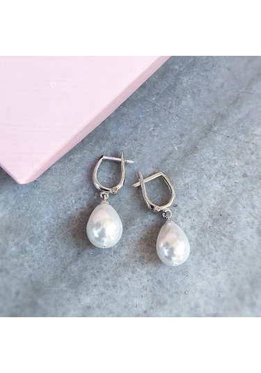 Vaoov 925 Ayar Gümüş Mayorka İnci Küpe