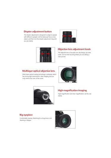 Wezone 40x60 Tek Tüp Gözlemci: Hd Telefonla Fotoğraf Çekimi, Işık Azaltmada Gece Görüşü Ve Pusula Özellikli Büyütec