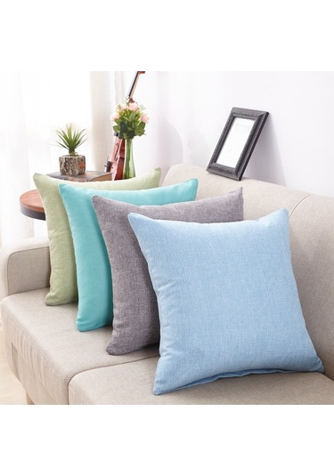 Hfambition Mavi Minimalist Kanvas Koltuk Yastığı Kılıfı - Ev, Araba, Sandalye İçin Konfor Sağlayıcı, 50x50 Cm Sadece Kılıf Diğer